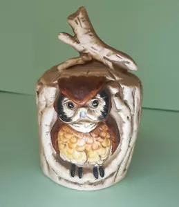 GUFO BAMBINO in porcellana in campana ALBERO CAVO, realistico, finitura bisque vintage anni 70 - Foto 1 di 9