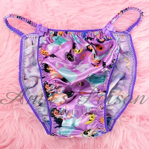 Bikini Sissy HALLOWEEN Pantalones Satén Púrpura Para Hombre Princesa Cuerda Brillante Wetlook - Imagen 1 de 5