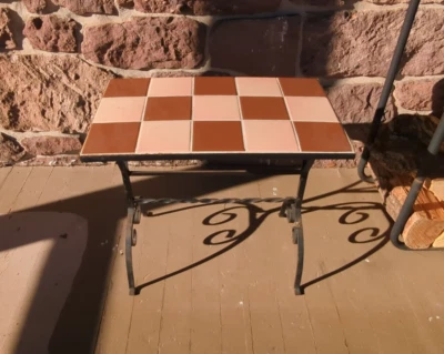 Vintage Arts & Crafts California Tile Top w/ Wrought Iron Base Table - Image 1 of 4