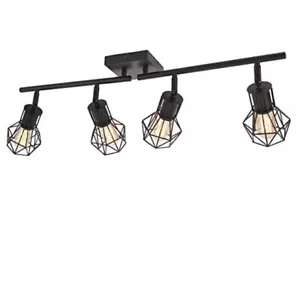 Track Lighting Fixtures Ceiling,Industrial Black Kitchen Track Lighting 4-light - Picture 1 of 7