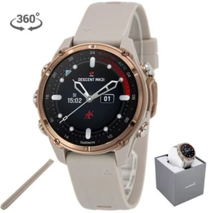Garmin Descent Mk3-Mk3i 43mm goldfarbenes PVD-Titan French Grey Silikonarmband - Bild 1 von 5
