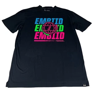 Under Armour Joel Embiid Stretch T-Shirt Men's XL Black Blue Philadelphia 76ers - Picture 1 of 8