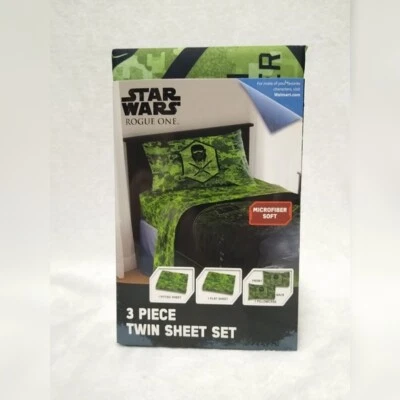 Disney Star Wars Rouge One Imperial Verde Microfibra Suave 3 Piezas Juego de Sábanas Gemelas Foto 1 de 2