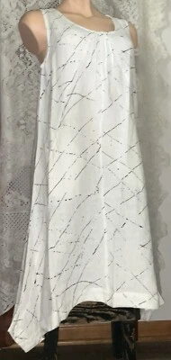 NUEVO CON ETIQUETAS $137 Snapdragon & Twig Tulip Folly Vestido Arte Para Usar Tinta Blanca Mancha Lino XL Foto 1 de 4