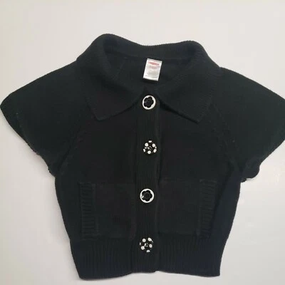 Gymboree Holiday Panda Black Button Cardigan girls size S 5-6 - Image 1 of 3