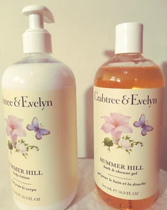 Crabtree & Evelyn SUMMER HILL Body Lotion Bath Shower Gel duo 16.9 fl oz size 2 - Picture 1 of 3