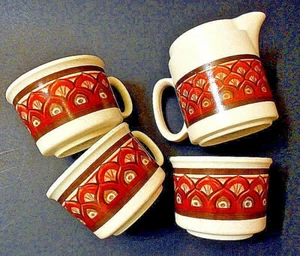Lord Nelson Pottery Mid Century Modern Ceramic 3 Cups Creamer ENGLAND Hand Craft - Picture 1 of 5