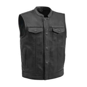 Genuine Cowhide Leather Vest for Men Stylish Biker Gear Durable & Soft - Picture 1 of 15