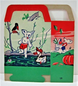 Caja de regalo de cartón vintage de Navidad/Todas las fiestas con asas stock antiguo - Imagen 1 de 2