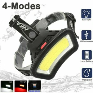 COB LED Headlamp Headlight Torch Work Light Bar Head Band Lamp USB Rechargeable - Picture 1 of 8
