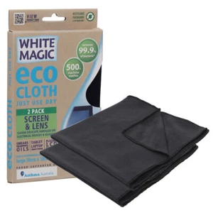 2pc White Magic 30x30cm Microfibre Eco Cloth For Device Screen/Glasses Lens BLK - Picture 1 of 2