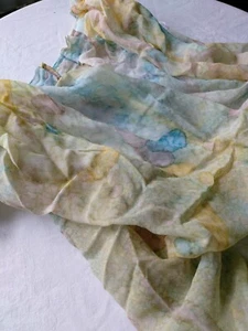 4 Seidengardinen 135x140, Georgette, 100%Seide,handbemalt,  mit Kräuselband, IDE - Bild 1 von 10