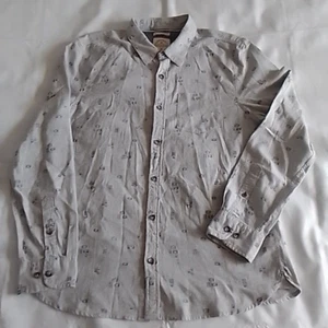 FAT FACE Men's Grey Camera Pattern Long Sleeve Shirt Regular Fit Size Large - Picture 1 of 8