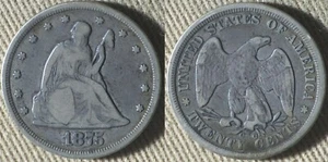 Twenty Cents : 1875LL F-VF/VF+ IRUS90A - Picture 1 of 1