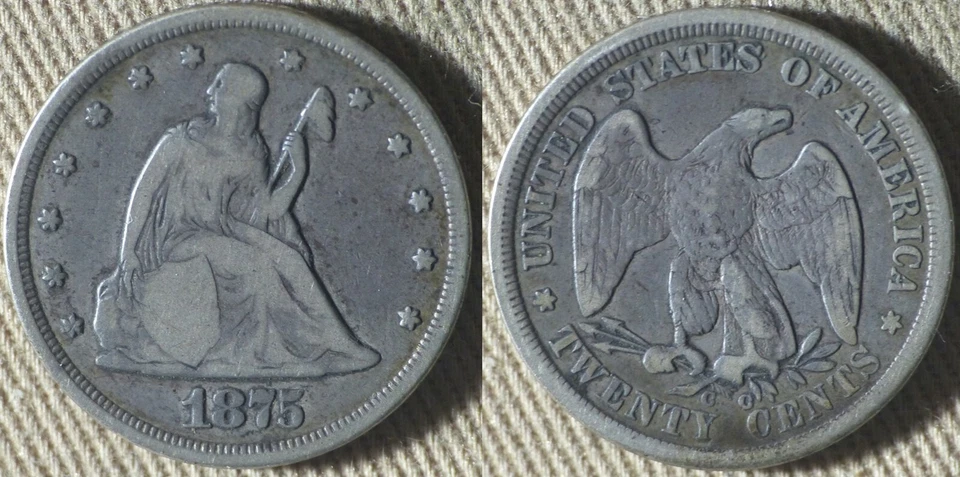 Twenty Cents : 1875LL F-VF/VF+ IRUS90A - Image 1 of 1