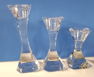 Crystal Candle Holders Villeroy & Boch Set of 3 Graduating Sizes - Picture 1 of 7