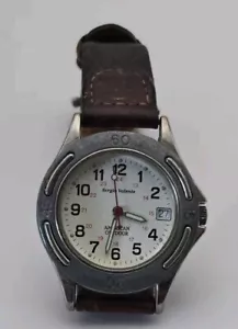 Sergio Valente Analog Wristwatch Silver Tone Brown & Black Buckle Band Date - Picture 1 of 12