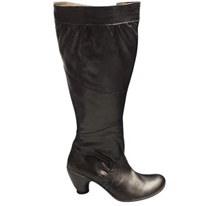 Fly London Tall Heeled Boots Womens Size 7 Black Round Toe Comfort Side Zipper - Picture 1 of 14