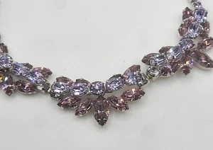 Vintage Sherman Necklace Purple Rhinestone Signed Lavender 15" MISSING 1 STONE - Picture 1 of 11