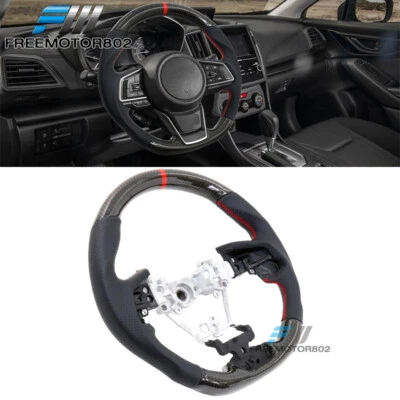 Se adapta al volante Impreza 17-23 fibra de carbono + cubierta de cuero puntada roja y anillo Foto 1 de 4