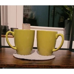Corelle Stoneware Lime Green Coffee Mugs Modern Kitchen Drinkware Set of 2 - Picture 1 of 4