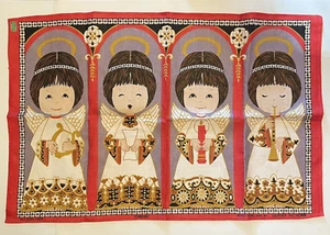 Vintage Ulster Linen Tea Towel "Cherubs" Made in Ireland Choir Angels NEW - Picture 1 of 9