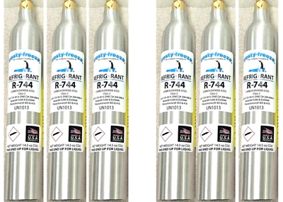 FROSTY-FREEZE REFRIGERANTS R744 Refrigerant, Carbon Dioxide, CO2, UN1013, Class 2, (6) 14.5 oz. Hi Pressure