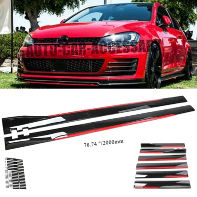 For Mercedes-Benz C Class 78.7" Red Side Skirt Extension Body Kit Lip Splitters Foto 1 de 4