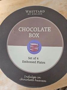 Whittard of Chelsea set of 4 Chocolates plates - embossed boxed BNIB - Picture 1 of 8