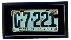 Framed Vintage 1923 Colorado License Plate #G-7-221, Plate only offers accepted - Picture 1 of 6