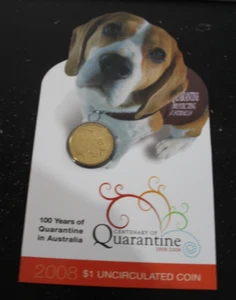 2008 CENTENARY OF QUARANTINE $1 UNC RAM COIN CARD - FREE AU POST - Foto 1 di 1