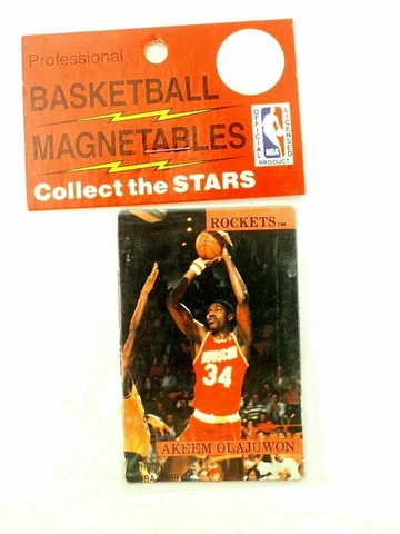 Akeem Olajuwon Houston Rockets Professional Basketball Magnetables 1989 Mint Cover