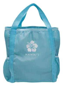 HAWAIIAN LIGHT BLUE HIBISCUS HAWAII REUSABLE SHOPPING BAG FOLDABLE TOTE - Picture 1 of 1