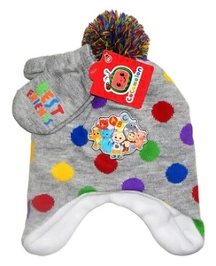 Cocomelon Kinder Fleece-gefütterte peruanische Beanie Mütze & Fäustlinge Set mit Bommel Neu mit Etikett $ 24 - Bild 1 von 1