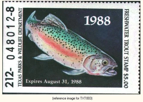 D2K Texas Trout Stamp 1987-8 $5.00 - Image 1 of 1
