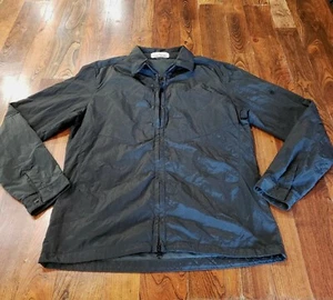 Stone Island nylon shimmer zip up overshirt Jacket Men's Size Large Black Green - Picture 1 of 15