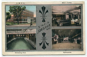 Postal YMCA Multi View Interiors Exterior Beloit Wisconsin 1921 - Imagen 1 de 1