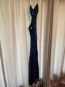 B. Darlin Women's Size 7/8 Blue And Black Sequin Dress - Picture 1 of 6