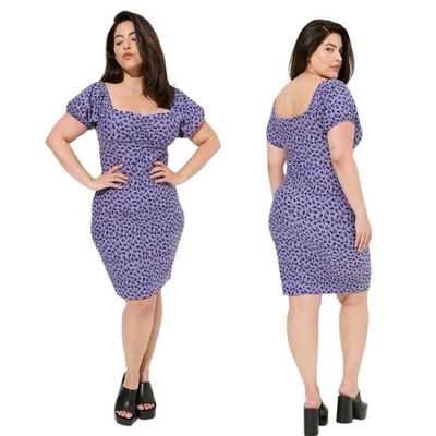 Sexy Mini Vestido Torrid Betsey Johnson 4X 26 Púrpura Negro Elastizado Acanalado Bodycon Foto 1 de 4