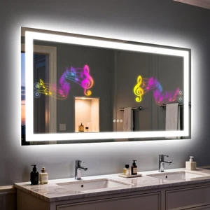 LUVODI LED Lighted Bathroom Mirror Vanity Touch Sensor Bluetooth Anti-fog IP65 - Picture 1 of 37