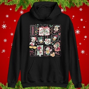 Disney Squad Christmas Hoodie Cute Mickey Mouse Friends Festive Gift Hoodie Top - Picture 1 of 8