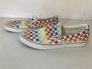 Vans Rainbow Checkerboard Unisex Slip On Skate Sneaker Mens Size 13 - Picture 1 of 21