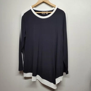 Chico's Easywear Tunika Top Damen Gr. 2 (L) schwarz weiß entspannt lässig bescheiden - Bild 1 von 8
