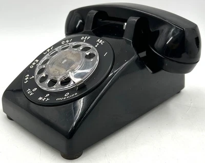 Teléfono de escritorio vintage Bell System Western Electric 500 DM negro con marcación giratoria Foto 1 de 4