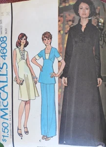 Vtg 1970s McCall 4608 Evening Dress Tunic Top Pants SEWING PATTERN 14 36 Bust - Picture 1 of 5