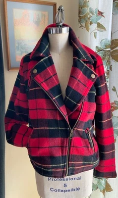 Chaqueta de motociclista Forever21 roja a cuadros talla S Foto 1 de 4