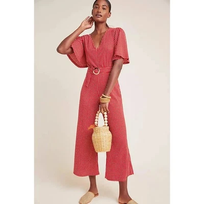 Mono Anthropologie Ett:twa Margaret con cinturón rojo/blanco a cuadros para mujer 8 Foto 1 de 4