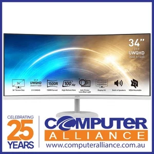 34" MSI PRO MP341CQW VA UWQHD 100Hz Curved White Monitor - Picture 1 of 4