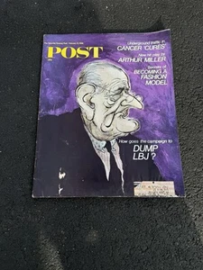 Saturday Evening Post February 10, 1968 Cover Art work by Ronald Searle of LBJ - Picture 1 of 2
