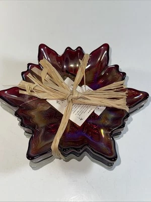 Juego de 4 platos de aperitivo AKCAM brillo brillante copo de nieve Foto 1 de 4